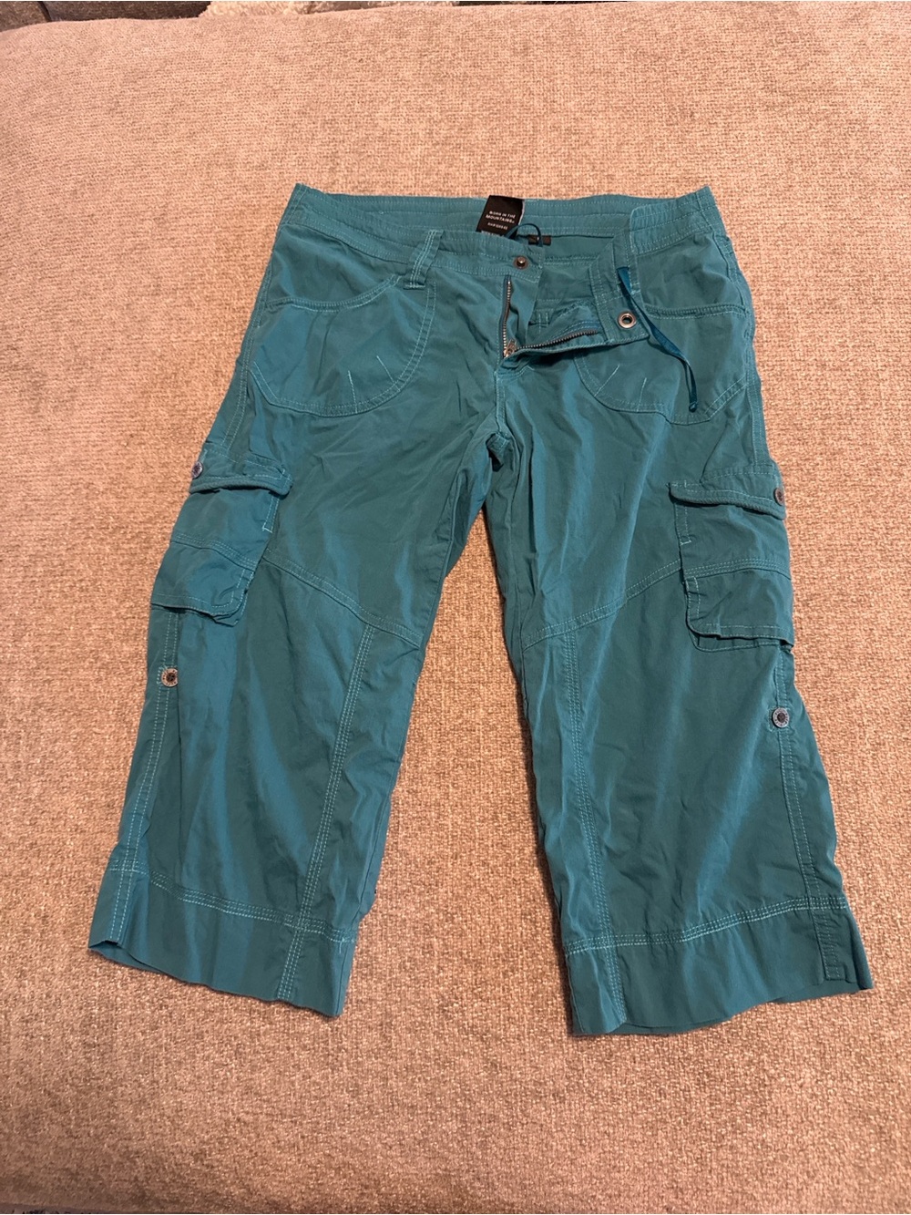 KÜHL Teal Roll Tab Cargo Hiking Capri Pants Womens Size 6